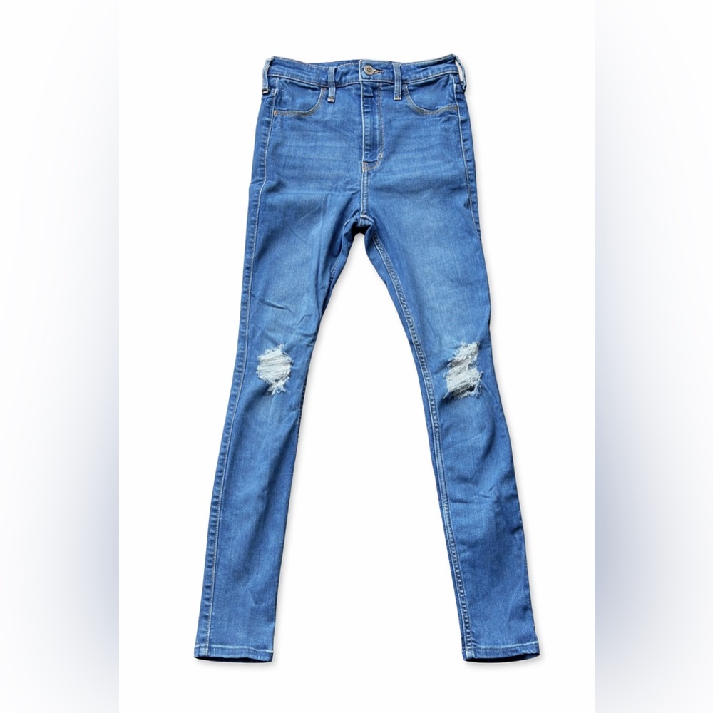 Hollister High-Rise Jeans Leggings Size 3S 26x26  Blue Distressed Skinny